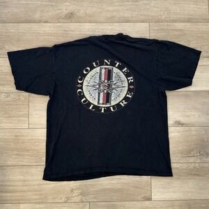 Vintage 1990s Counter Culture Skater Black T-Shirt Size XL Single Stitch VTG Tee